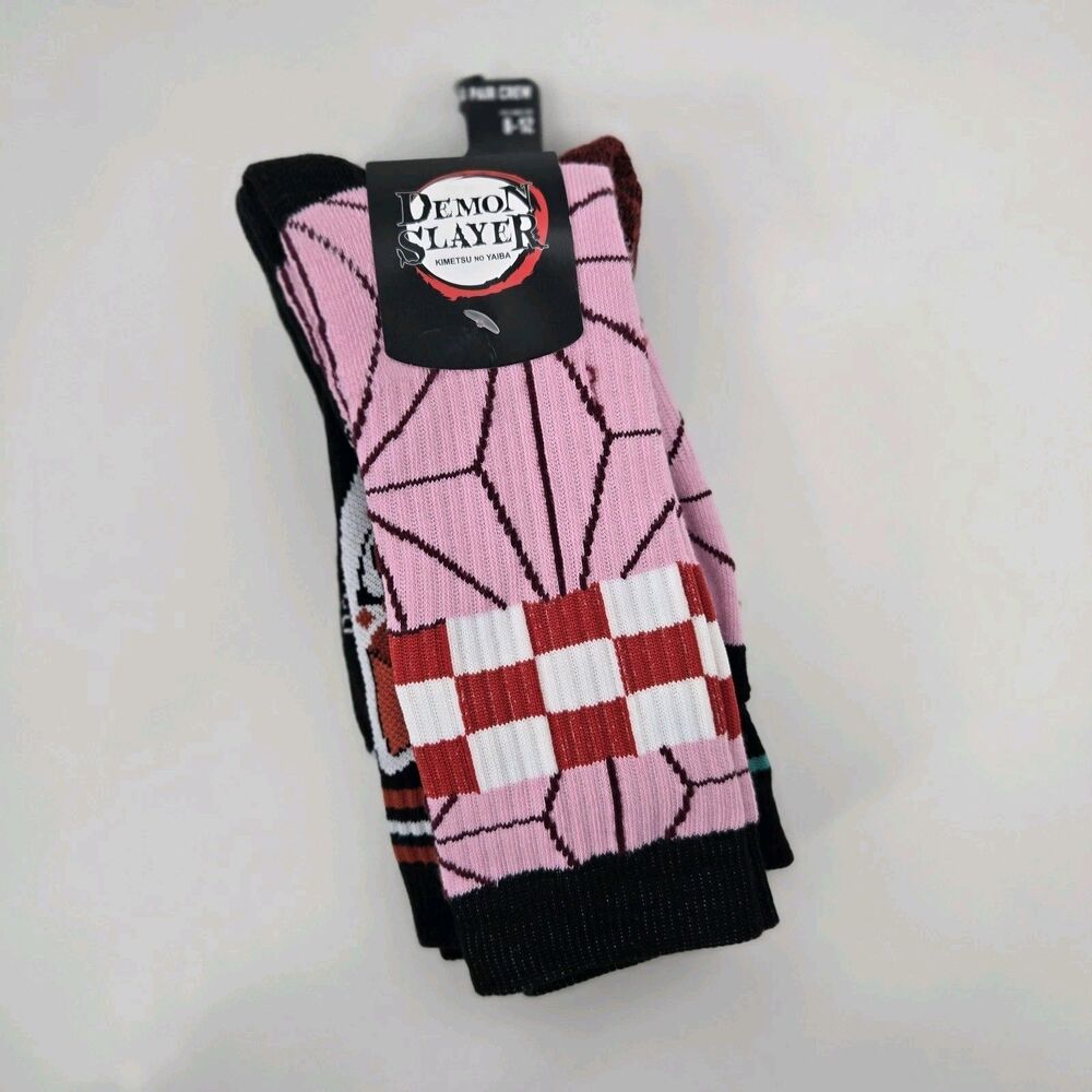 Demon Slayer Kimetsu No Yaiba Crew Socks Nezuko Fox Mask Tanjiro Mens 8-12 Anime - Picture 2 of 8